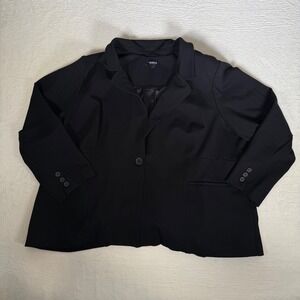 Torrid Womens Black Single Button Stretch Ponte Blazer Size 4 Professional